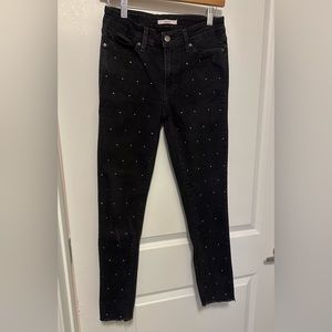 Levi’s rhinestone skinny black jeans. 28” waist. Levi’s 711 skinny.